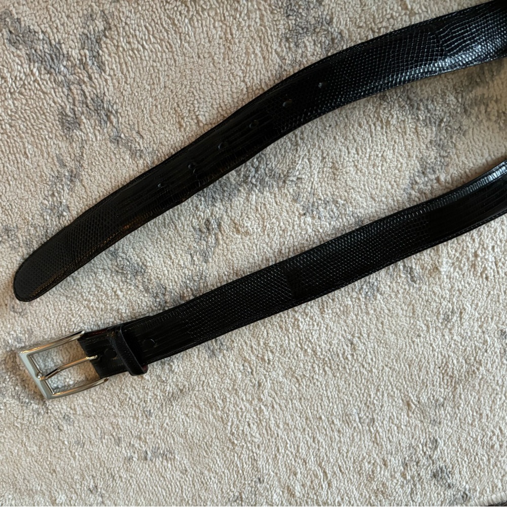 Black lizard leather belt men’s